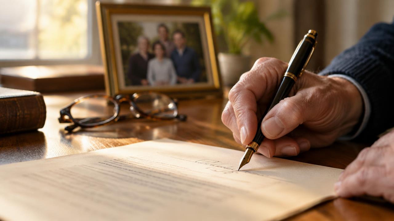 Signing a will with a fountain pen