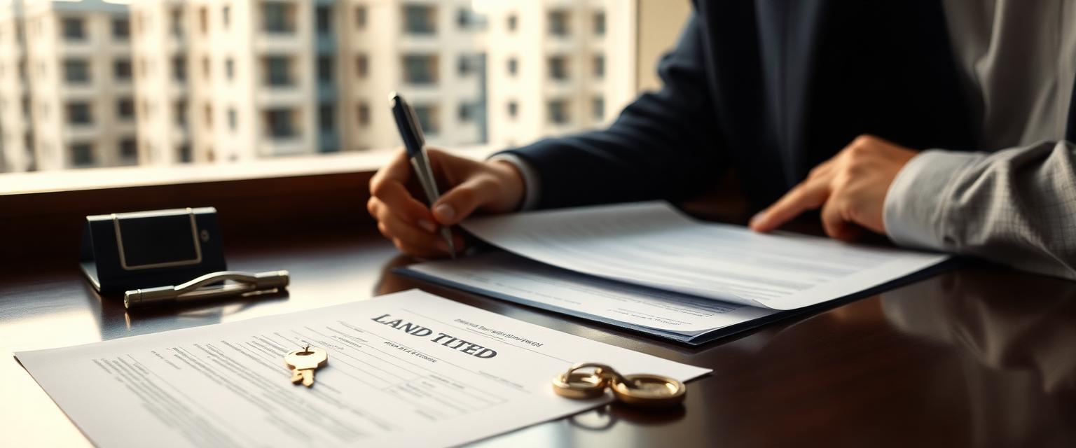 Property transfer paperwork at a Thai land office