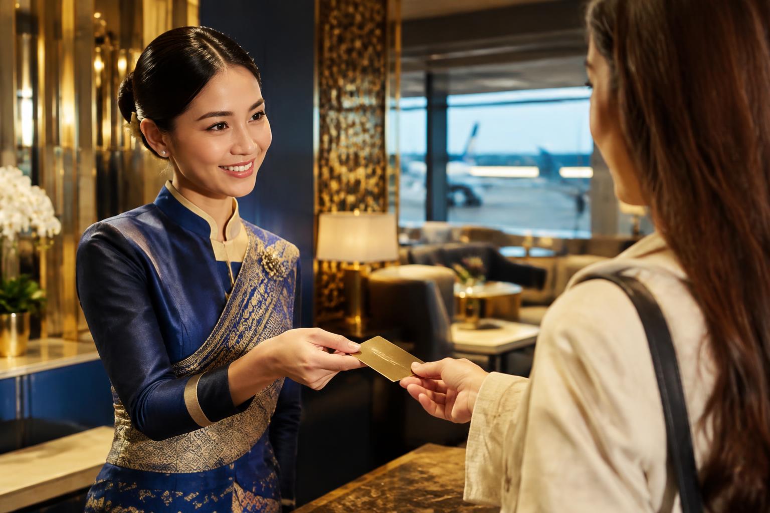 เจ้าหน้าที่ต้อนรับสมาชิก Thailand Privilege ที่เลาจน์สนามบิน