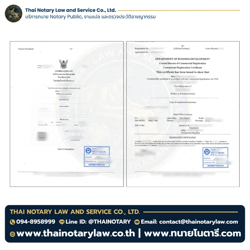NAATI certified document translation by Thai Notary Law Bangkok